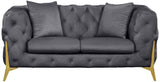 Kingdom Velvet / Plywood / Iron / Foam / Fiber Contemporary Grey Velvet Loveseat - 67" W x 34.5" D x 29.5" H