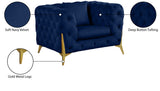 Kingdom Velvet / Plywood / Iron / Foam / Fiber Contemporary Navy Velvet Chair - 44" W x 34.5" D x 29.5" H