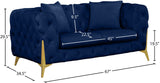 Kingdom Velvet / Plywood / Iron / Foam / Fiber Contemporary Navy Velvet Loveseat - 67" W x 34.5" D x 29.5" H