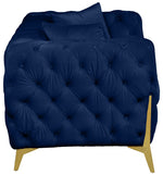 Kingdom Velvet / Plywood / Iron / Foam / Fiber Contemporary Navy Velvet Loveseat - 67" W x 34.5" D x 29.5" H