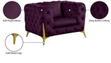 Kingdom Velvet / Plywood / Iron / Foam / Fiber Contemporary Purple Velvet Chair - 44" W x 34.5" D x 29.5" H