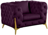 Kingdom Velvet / Plywood / Iron / Foam / Fiber Contemporary Purple Velvet Chair - 44" W x 34.5" D x 29.5" H