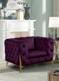 Kingdom Velvet / Plywood / Iron / Foam / Fiber Contemporary Purple Velvet Chair - 44" W x 34.5" D x 29.5" H