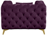 Kingdom Velvet / Plywood / Iron / Foam / Fiber Contemporary Purple Velvet Chair - 44" W x 34.5" D x 29.5" H