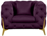 Kingdom Velvet / Plywood / Iron / Foam / Fiber Contemporary Purple Velvet Chair - 44" W x 34.5" D x 29.5" H