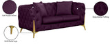 Kingdom Velvet / Plywood / Iron / Foam / Fiber Contemporary Purple Velvet Loveseat - 67" W x 34.5" D x 29.5" H