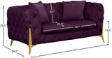 Kingdom Velvet / Plywood / Iron / Foam / Fiber Contemporary Purple Velvet Loveseat - 67" W x 34.5" D x 29.5" H