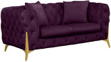 Kingdom Velvet / Plywood / Iron / Foam / Fiber Contemporary Purple Velvet Loveseat - 67" W x 34.5" D x 29.5" H