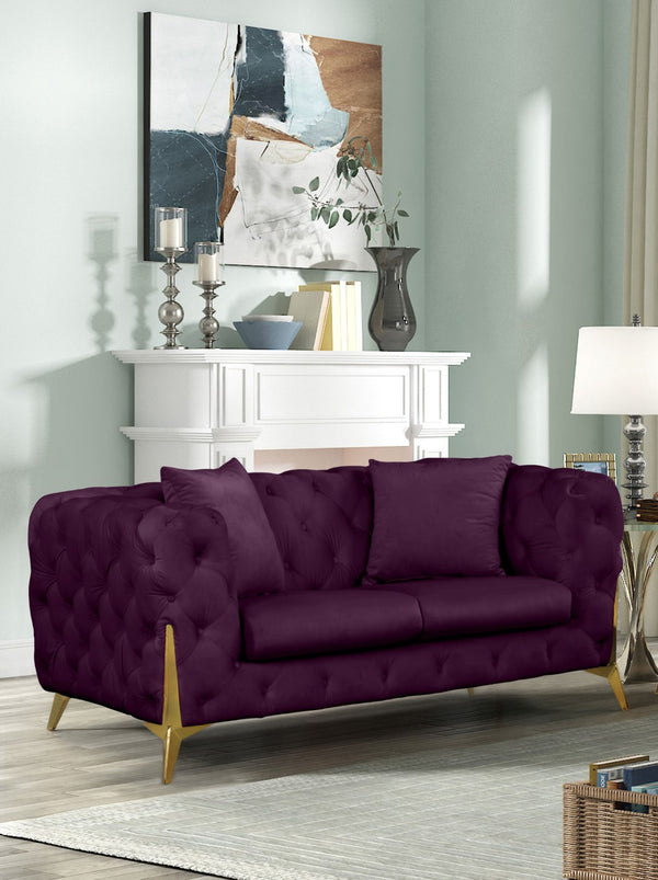 Kingdom Velvet / Plywood / Iron / Foam / Fiber Contemporary Purple Velvet Loveseat - 67" W x 34.5" D x 29.5" H