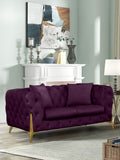 Kingdom Velvet / Plywood / Iron / Foam / Fiber Contemporary Purple Velvet Loveseat - 67" W x 34.5" D x 29.5" H