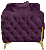 Kingdom Velvet / Plywood / Iron / Foam / Fiber Contemporary Purple Velvet Loveseat - 67" W x 34.5" D x 29.5" H