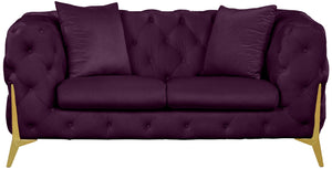 Kingdom Velvet / Plywood / Iron / Foam / Fiber Contemporary Purple Velvet Loveseat - 67" W x 34.5" D x 29.5" H