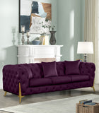 Kingdom Velvet / Plywood / Iron / Foam / Fiber Contemporary Purple Velvet Sofa - 88" W x 34.5" D x 29.5" H
