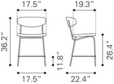 English Elm EE2768 100% Polyurethane, Plywood, Steel Modern Commercial Grade Counter Chair Set - Set of 4 Vintage Brown, Black 100% Polyurethane, Plywood, Steel