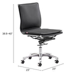 Zuo Modern Lider 100% Polyurethane, Steel, Aluminum Alloy Modern Commercial Grade Armless Office Chair Black, Silver 100% Polyurethane, Steel, Aluminum Alloy