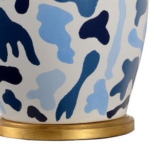 St. Germain Lamp - Elegant Hand-Painted Ceramic Design in Blue with Antique Gold Leaf Finish