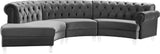 Anabella Acrylic Lucite / Velvet / Engineered Wood / Foam - Metal Contemporary Grey Velvet 3pc. Sectional - 140" W x 65" D x 31.5" H