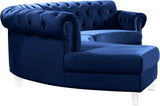 Anabella Acrylic Lucite / Velvet / Engineered Wood / Foam - Metal Contemporary Navy Velvet 3pc. Sectional - 140" W x 65" D x 31.5" H
