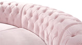 Anabella Acrylic Lucite / Velvet / Engineered Wood / Foam - Metal Contemporary Pink Velvet 3pc. Sectional - 140" W x 65" D x 31.5" H