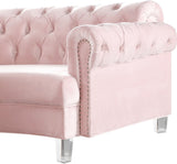 Anabella Acrylic Lucite / Velvet / Engineered Wood / Foam - Metal Contemporary Pink Velvet 3pc. Sectional - 140" W x 65" D x 31.5" H