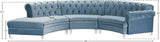 Anabella Acrylic Lucite / Velvet / Engineered Wood / Foam - Metal Contemporary Sky Blue Velvet 3pc. Sectional - 140" W x 65" D x 31.5" H