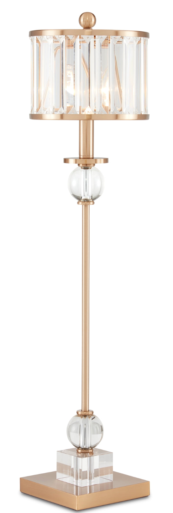 Parfait Luxury Table Lamp with Crystal Prism Shade & Antique Brass Base - Elegant Home Décor Piece