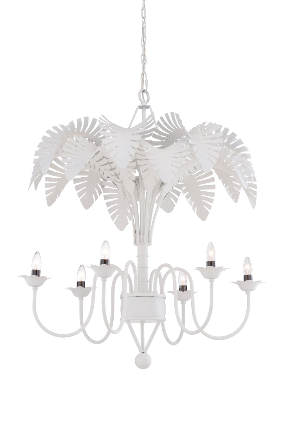 Fern Chandelier - Elegant White Iron Design with 6 Bulbs, Perfect for Modern Home Décor & Lighting