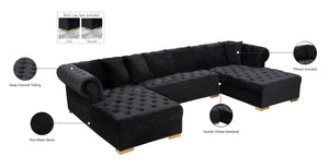 Presley Velvet / Engineered Wood / Metal / Foam Contemporary Black Velvet 3pc. Sectional - 134" W x 70" D x 31.5" H