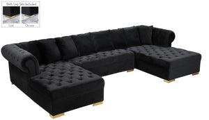 Presley Velvet / Engineered Wood / Metal / Foam Contemporary Black Velvet 3pc. Sectional - 134" W x 70" D x 31.5" H