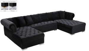 Presley Velvet / Engineered Wood / Metal / Foam Contemporary Black Velvet 3pc. Sectional - 134" W x 70" D x 31.5" H