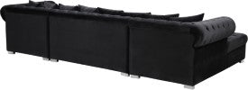 Presley Velvet / Engineered Wood / Metal / Foam Contemporary Black Velvet 3pc. Sectional - 134" W x 70" D x 31.5" H