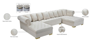 Presley Velvet / Engineered Wood / Metal / Foam Contemporary Cream Velvet 3pc. Sectional - 134" W x 70" D x 31.5" H