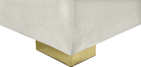 Presley Velvet / Engineered Wood / Metal / Foam Contemporary Cream Velvet 3pc. Sectional - 134" W x 70" D x 31.5" H