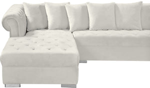 Presley Velvet / Engineered Wood / Metal / Foam Contemporary Cream Velvet 3pc. Sectional - 134" W x 70" D x 31.5" H