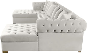 Presley Velvet / Engineered Wood / Metal / Foam Contemporary Cream Velvet 3pc. Sectional - 134" W x 70" D x 31.5" H