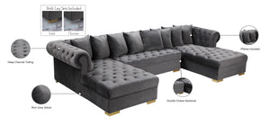 Presley Velvet / Engineered Wood / Metal / Foam Contemporary Grey Velvet 3pc. Sectional - 134" W x 70" D x 31.5" H