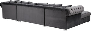 Presley Velvet / Engineered Wood / Metal / Foam Contemporary Grey Velvet 3pc. Sectional - 134" W x 70" D x 31.5" H