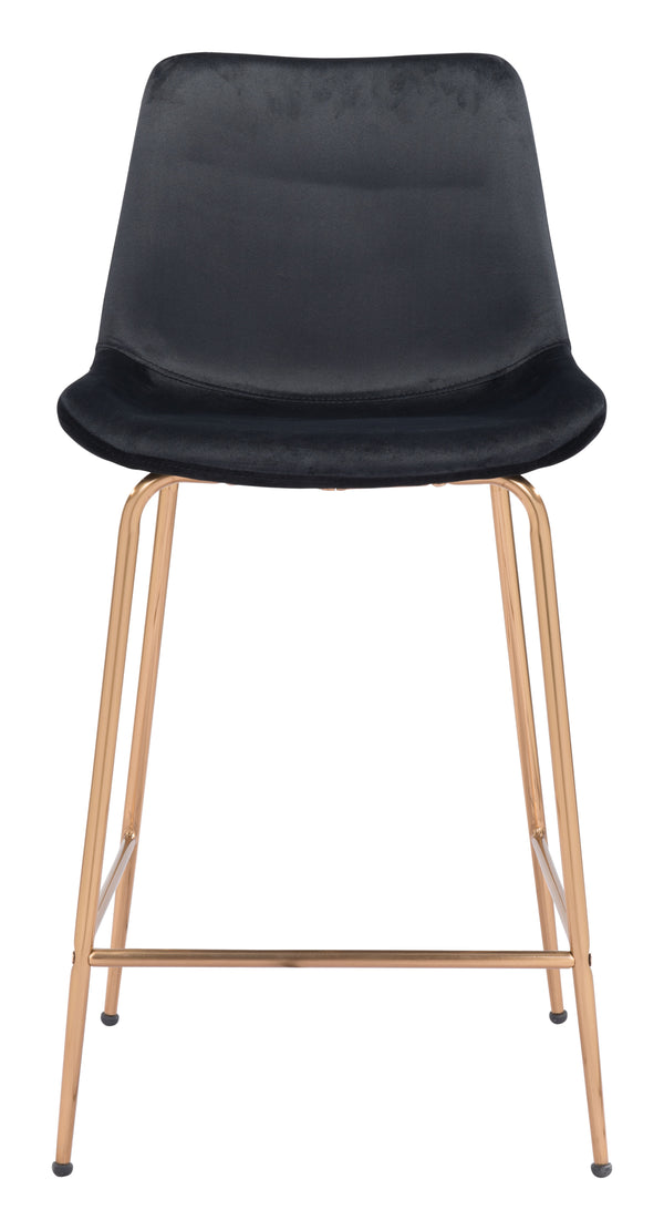 Zuo Modern Tony 100% Polyester, Plywood, Steel Modern Commercial Grade Counter Stool Black, Gold 100% Polyester, Plywood, Steel