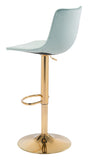 Zuo Modern Prima 100% Polyester, Plywood, Steel Modern Commercial Grade Barstool Light Green, Gold 100% Polyester, Plywood, Steel