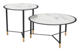 Zuo Modern Set Tempered Glass, Steel Modern Commercial Grade Coffee Table Set White, Black, Gold Tempered Glass, Steel