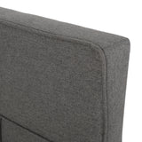 Eveleth Contemporary Upholstered Twin Bed Platform, Charcoal Gray and Black Noble House