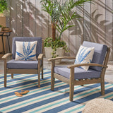 Peyton Outdoor Wooden Club Chairs, Gray Noble House