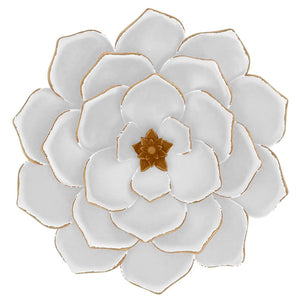 Sagebrook Home Contemporary Metal 17"  Multi-layer Flower Wall Deco, White/gol 15808-04 White Metal