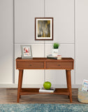 Alpine Furniture Flynn Console Table, Acorn 966-63 Acorn Mahogany Solids & Okoume Veneer 42 x 14 x 33