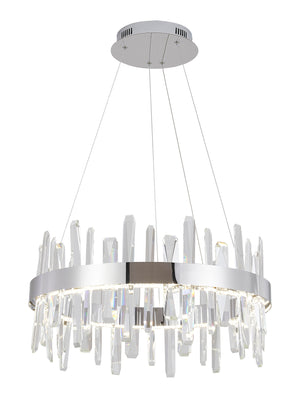 Bethel Chrome LED Chandelier in Stainless Steel & Crystal