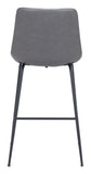 Zuo Modern Byron 100% Polyurethane, Plywood, Steel Modern Commercial Grade Counter Stool Gray, Black 100% Polyurethane, Plywood, Steel