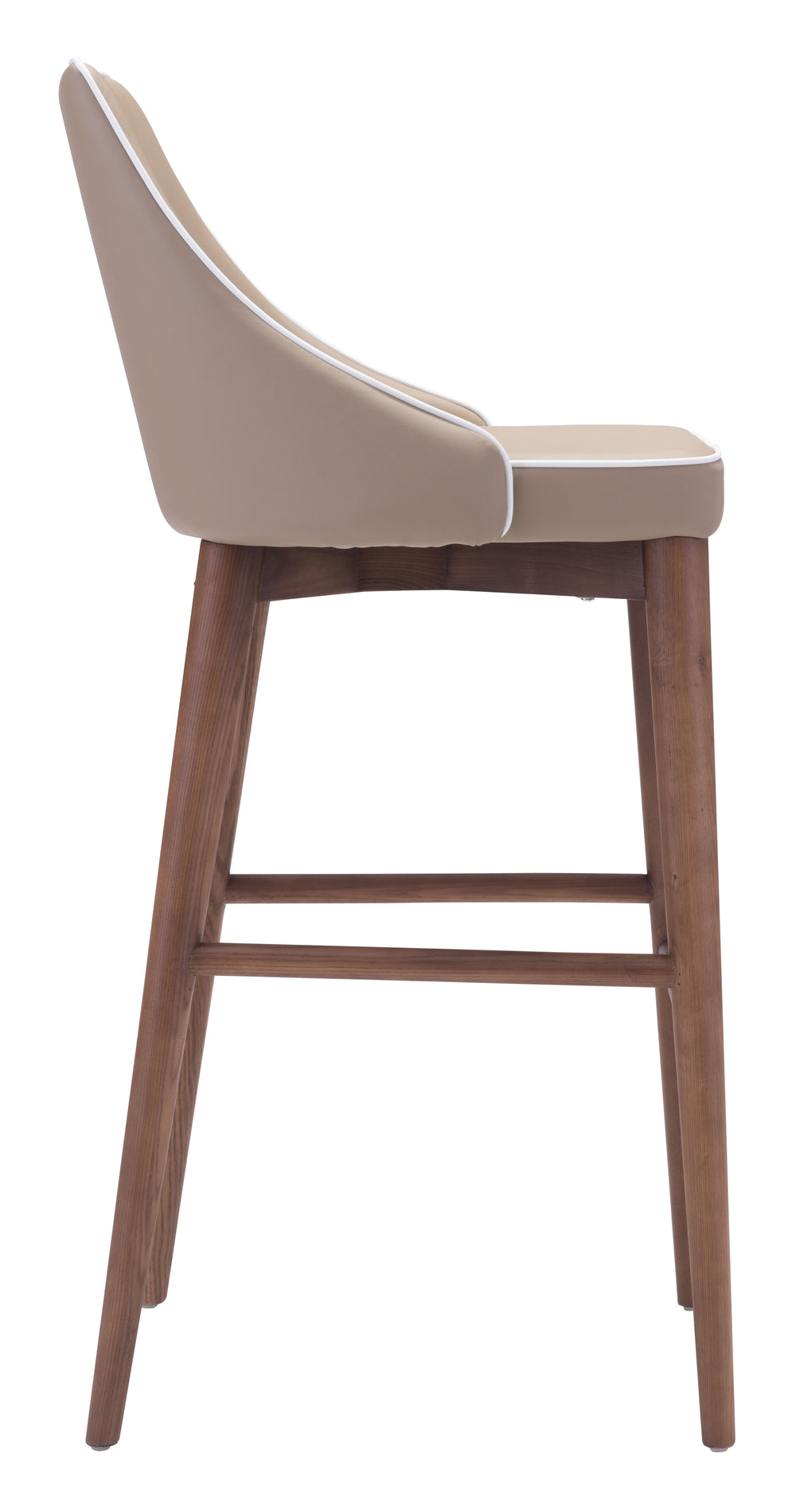 Zuo Modern Moor 100% Polyurethane, Plywood, Birch Wood Mid Century Commercial Grade Barstool Beige, Brown 100% Polyurethane, Plywood, Birch Wood