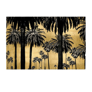 Sagebrook Home Contemporary 71x47 Palm Trees Metallic Tempered Glass Art, Blac 70186 Black/gold Glass