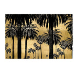 Contemporary 71x47 Palm Trees Metallic Tempered Glass Art, Blac