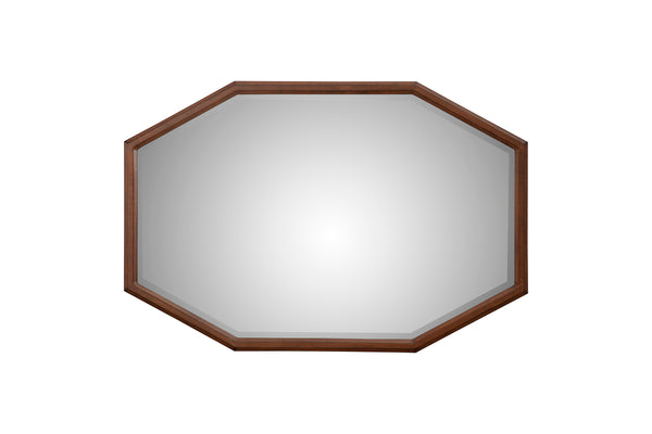 Trig Mirror - Octagonal Beveled Glass Accent with Pine Frame for Bedroom and Home Decor Style